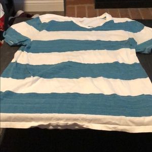 Old navy teal and white stripped shirt